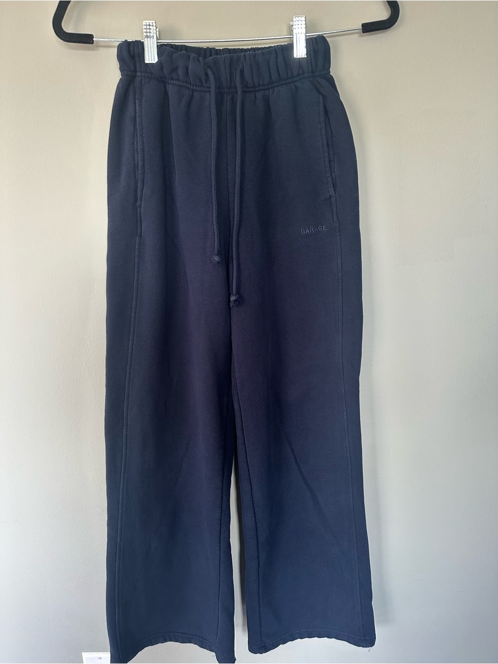 Garage Dark Navy Wide-Leg Drawstring Sweatpants
